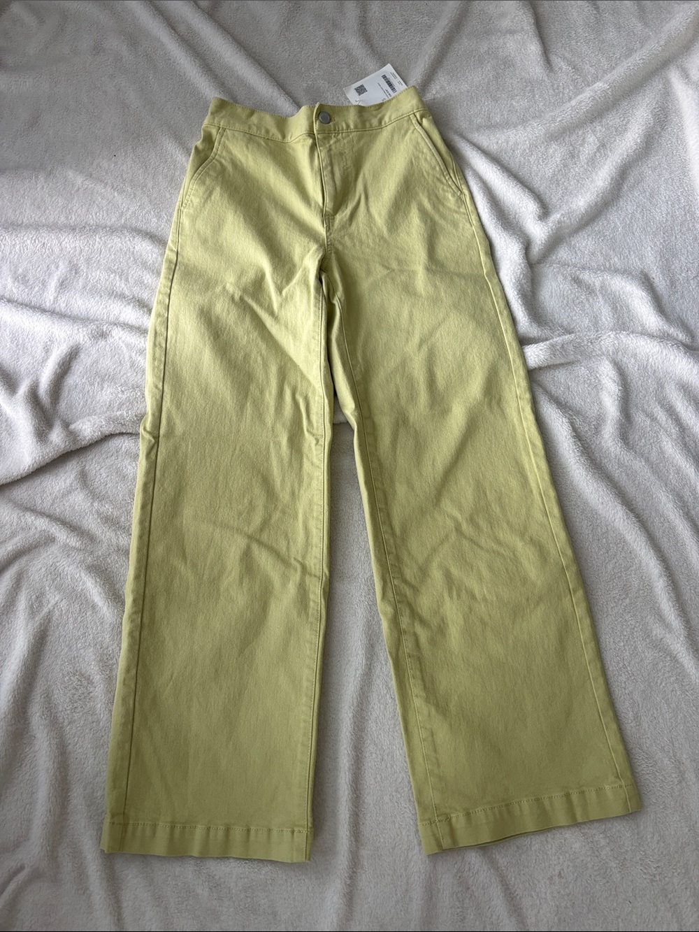 OAK + FORT Mid-Rise Wide Leg Twill Pants - Size Small Tall, Beechnut Green